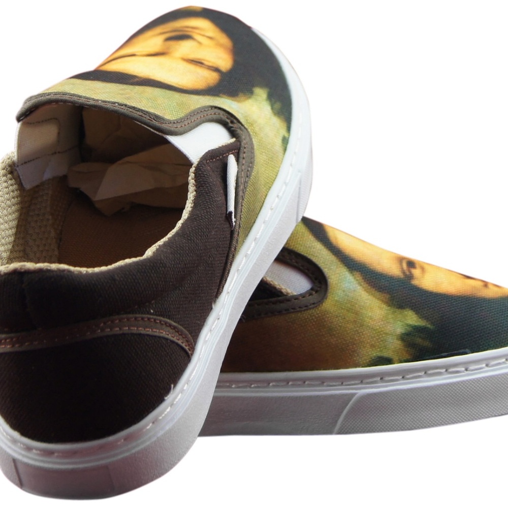 WOMEN'S PRINTED CANVAS SNEAKERS "MONA LISA" ART - Picture 2 of 5